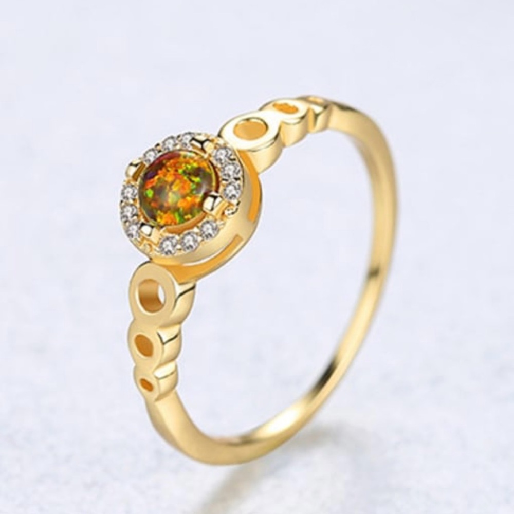 Solid 925 Sterling Silver Opal Ring